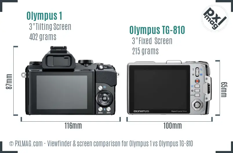 Olympus 1 vs Olympus TG-810 Screen and Viewfinder comparison