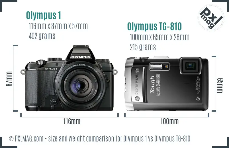 Olympus 1 vs Olympus TG-810 size comparison