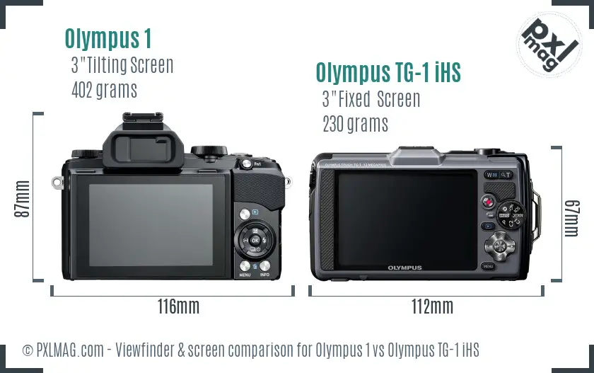 Olympus 1 vs Olympus TG-1 iHS Screen and Viewfinder comparison