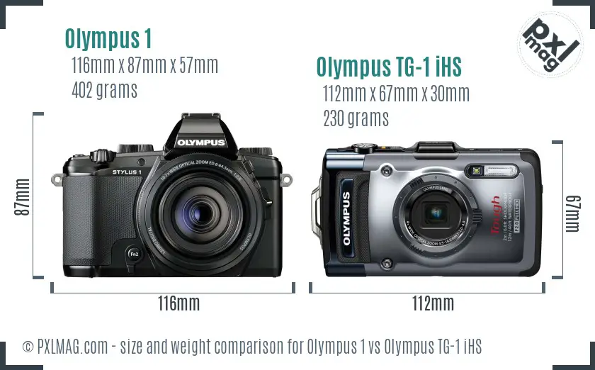 Olympus 1 vs Olympus TG-1 iHS size comparison