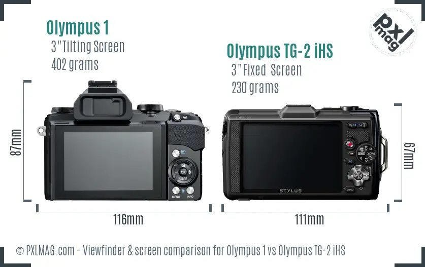 Olympus 1 vs Olympus TG-2 iHS Screen and Viewfinder comparison