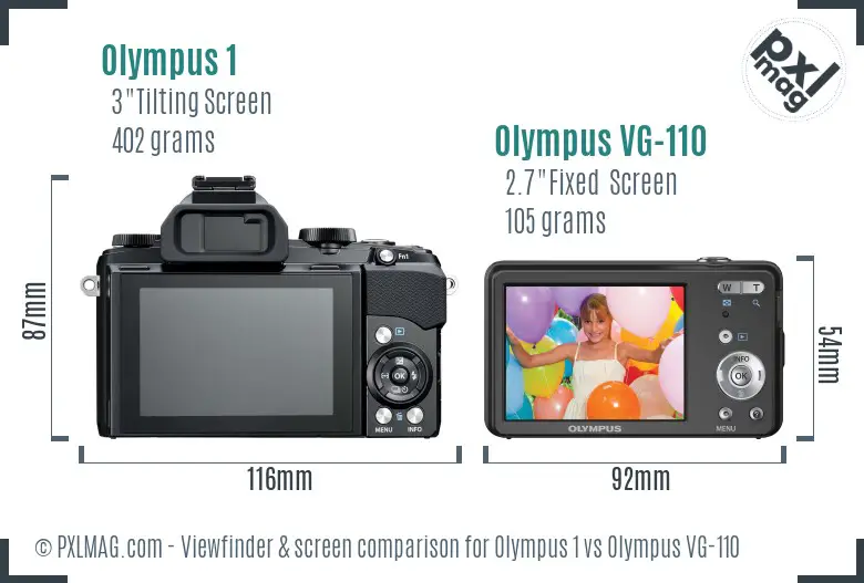 Olympus 1 vs Olympus VG-110 Screen and Viewfinder comparison