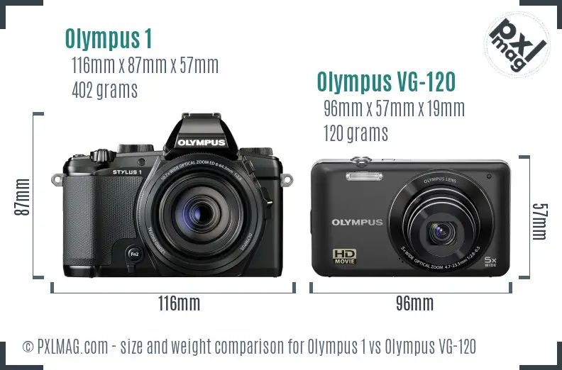 Olympus 1 vs Olympus VG-120 size comparison