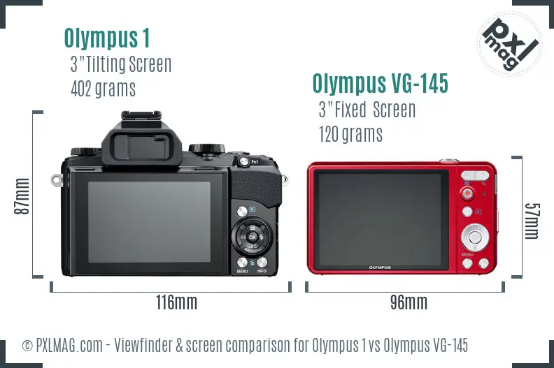 Olympus 1 vs Olympus VG-145 Screen and Viewfinder comparison