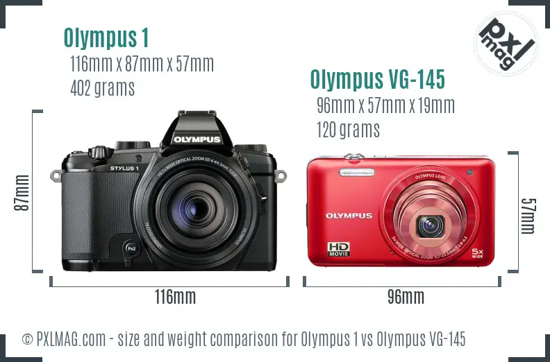 Olympus 1 vs Olympus VG-145 size comparison