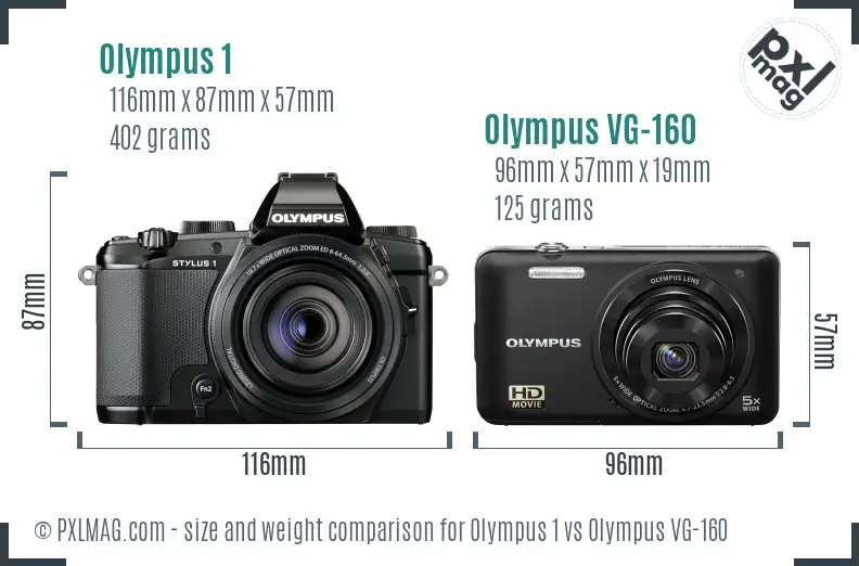 Olympus 1 vs Olympus VG-160 size comparison