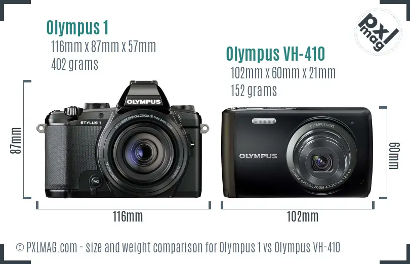 Olympus 1 vs Olympus VH-410 size comparison
