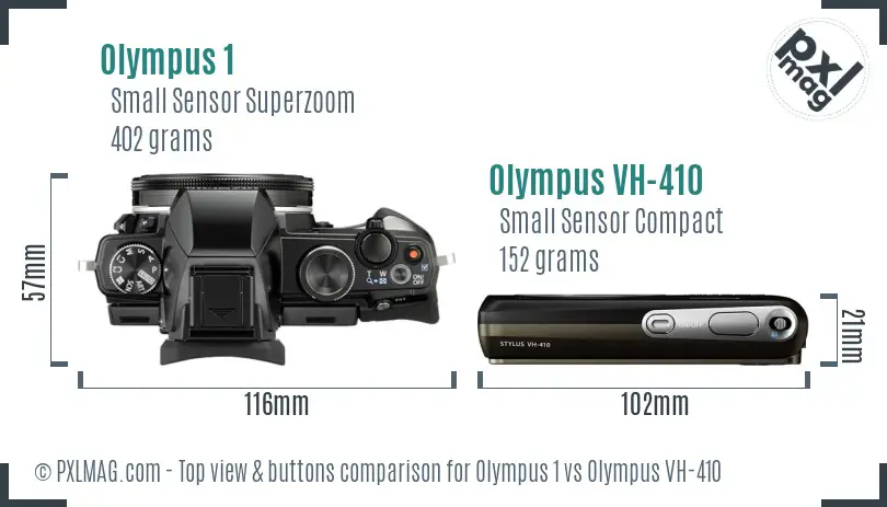 Olympus 1 vs Olympus VH-410 top view buttons comparison