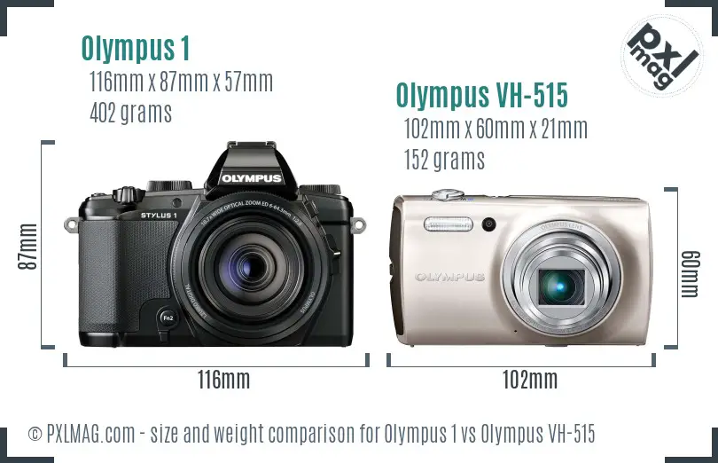 Olympus 1 vs Olympus VH-515 size comparison