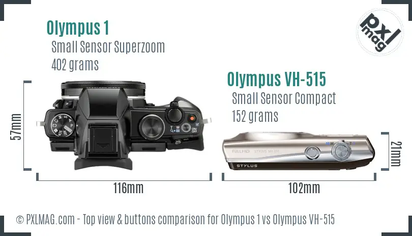 Olympus 1 vs Olympus VH-515 top view buttons comparison