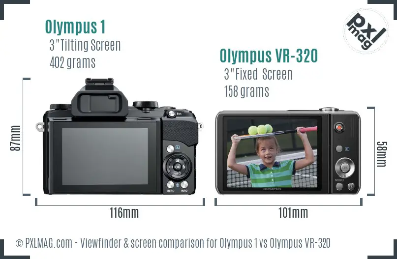 Olympus 1 vs Olympus VR-320 Screen and Viewfinder comparison