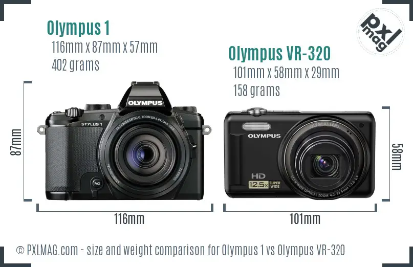Olympus 1 vs Olympus VR-320 size comparison