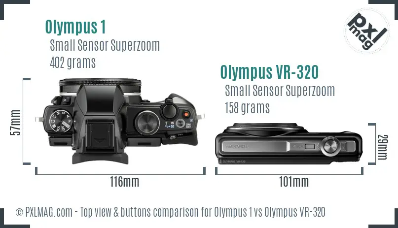 Olympus 1 vs Olympus VR-320 top view buttons comparison