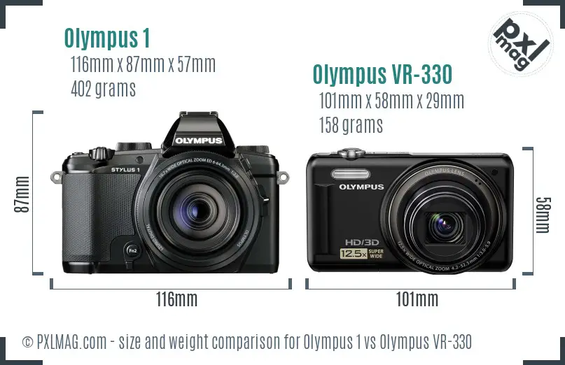 Olympus 1 vs Olympus VR-330 size comparison