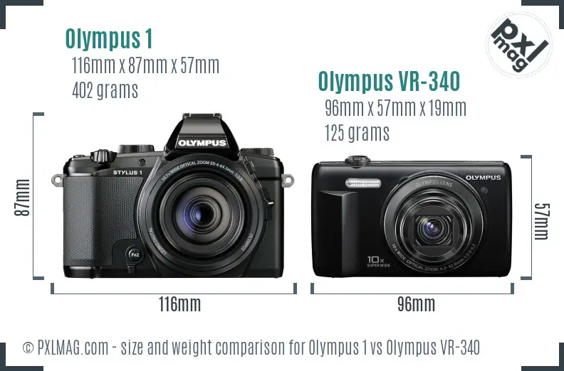 Olympus 1 vs Olympus VR-340 size comparison