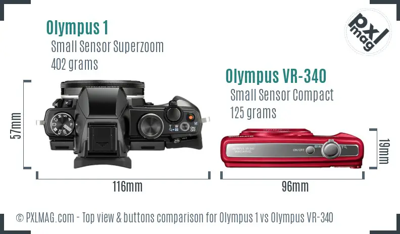 Olympus 1 vs Olympus VR-340 top view buttons comparison
