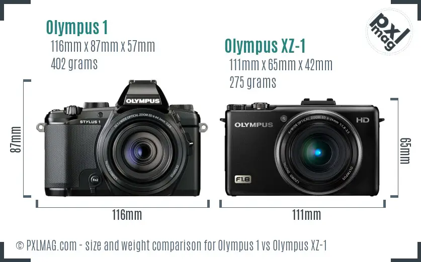 Olympus 1 vs Olympus XZ-1 size comparison