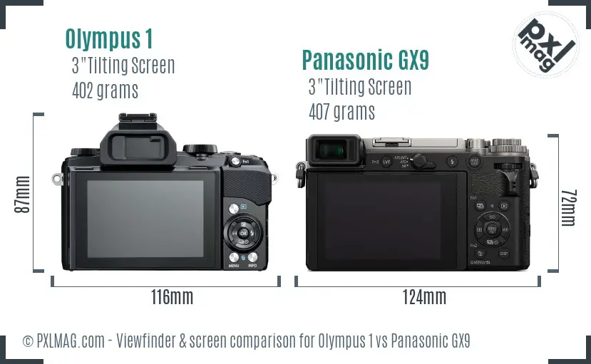 Olympus 1 vs Panasonic GX9 Screen and Viewfinder comparison