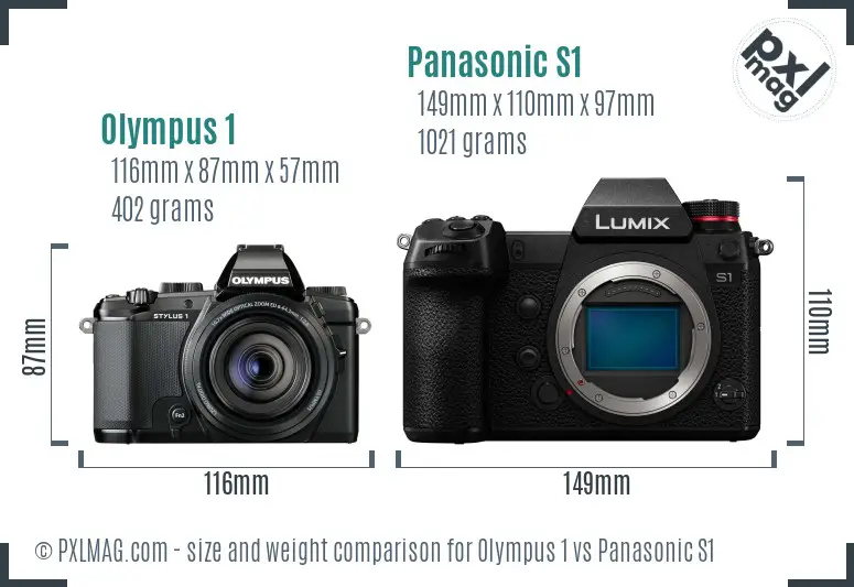 Olympus 1 vs Panasonic S1 size comparison