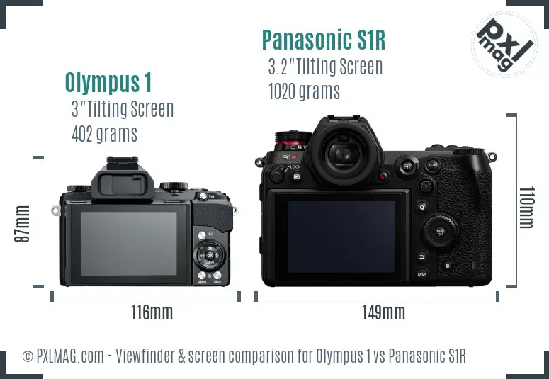 Olympus 1 vs Panasonic S1R Screen and Viewfinder comparison