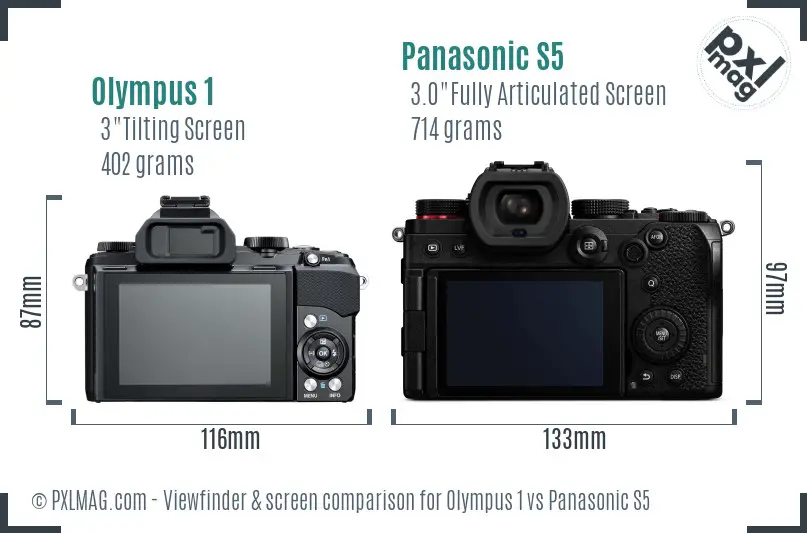 Olympus 1 vs Panasonic S5 Screen and Viewfinder comparison