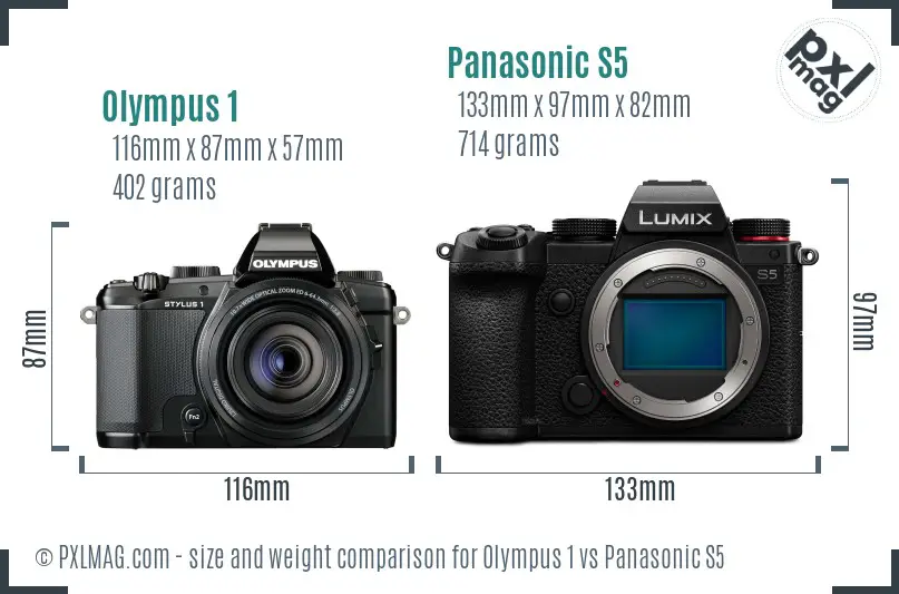 Olympus 1 vs Panasonic S5 size comparison