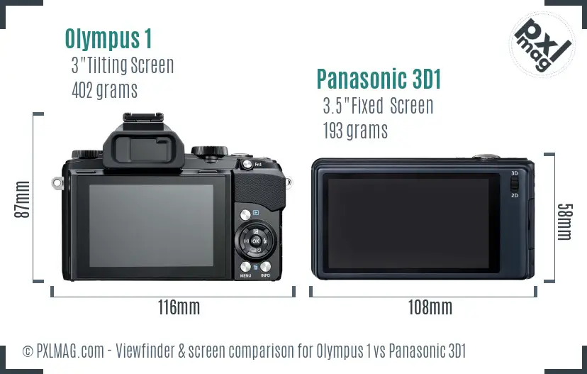 Olympus 1 vs Panasonic 3D1 Screen and Viewfinder comparison