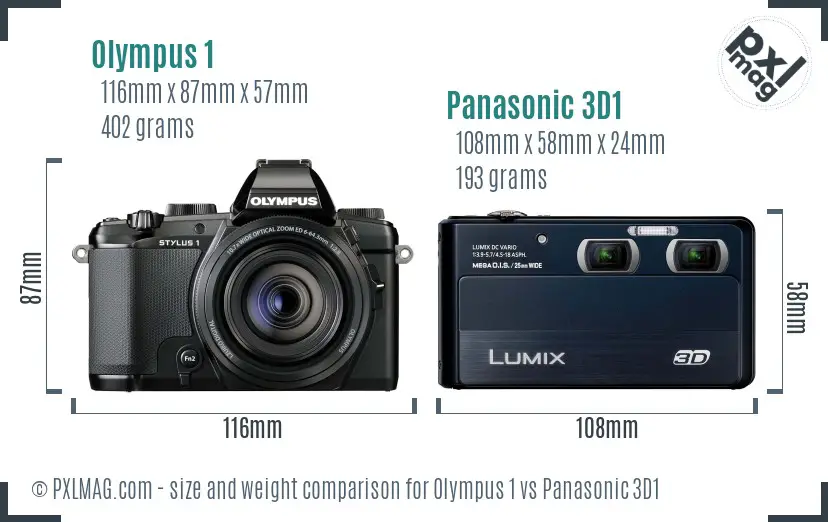 Olympus 1 vs Panasonic 3D1 size comparison
