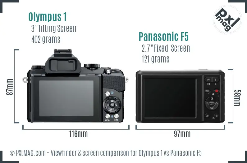 Olympus 1 vs Panasonic F5 Screen and Viewfinder comparison