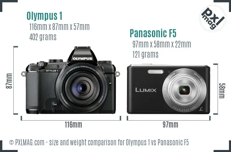 Olympus 1 vs Panasonic F5 size comparison