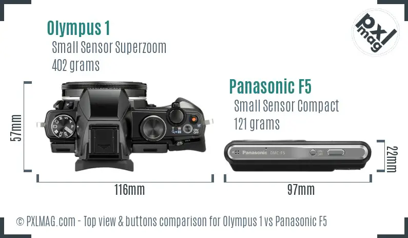 Olympus 1 vs Panasonic F5 top view buttons comparison