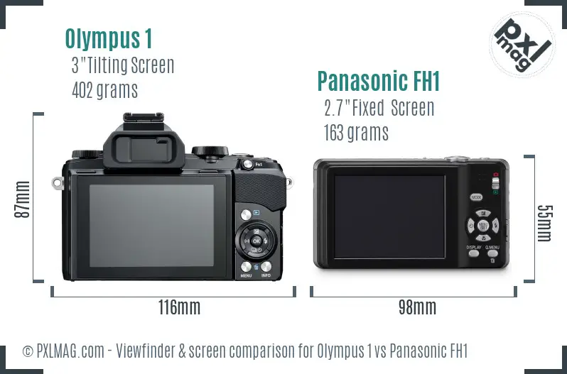 Olympus 1 vs Panasonic FH1 Screen and Viewfinder comparison