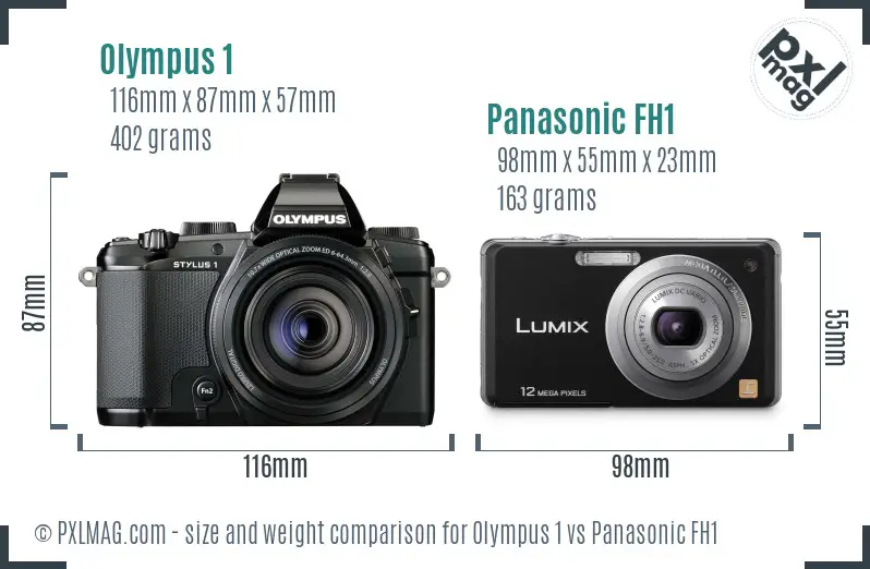 Olympus 1 vs Panasonic FH1 size comparison