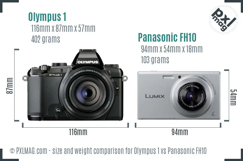 Olympus 1 vs Panasonic FH10 size comparison