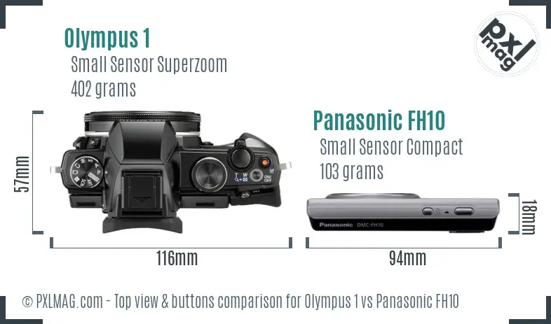 Olympus 1 vs Panasonic FH10 top view buttons comparison