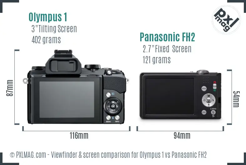 Olympus 1 vs Panasonic FH2 Screen and Viewfinder comparison