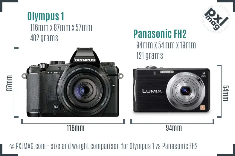 Olympus 1 vs Panasonic FH2 size comparison