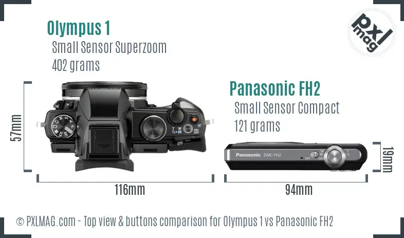 Olympus 1 vs Panasonic FH2 top view buttons comparison