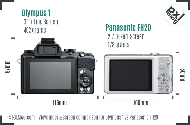 Olympus 1 vs Panasonic FH20 Screen and Viewfinder comparison