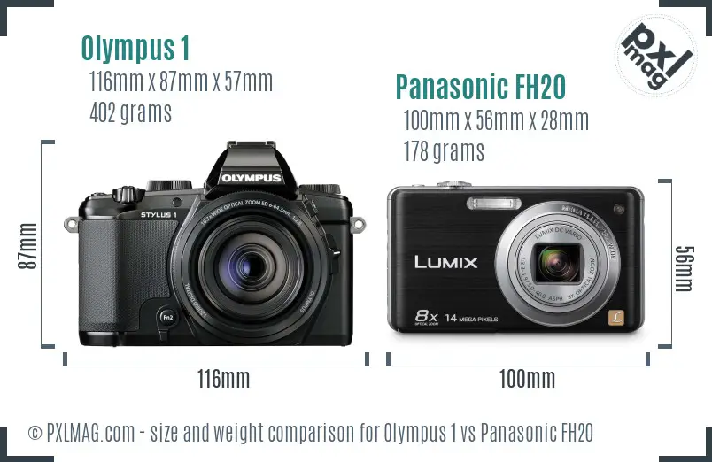 Olympus 1 vs Panasonic FH20 size comparison