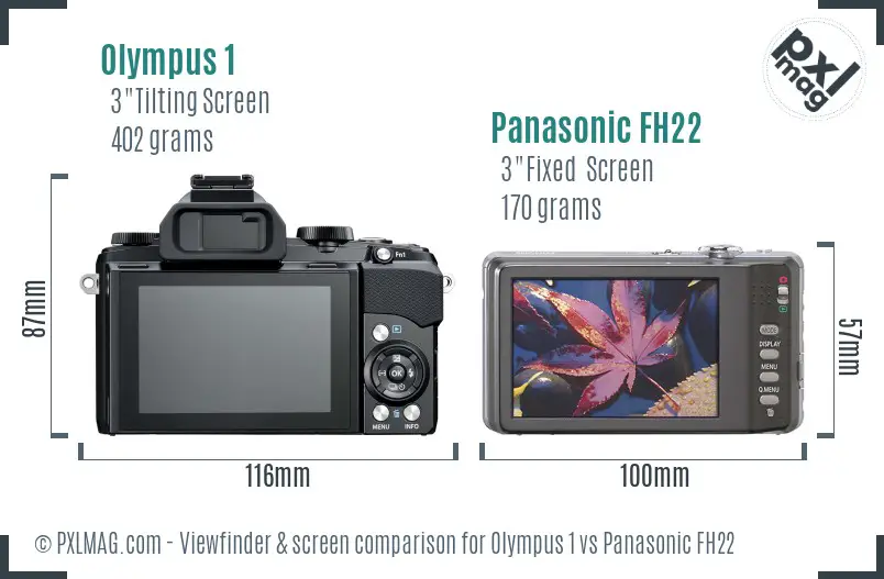 Olympus 1 vs Panasonic FH22 Screen and Viewfinder comparison