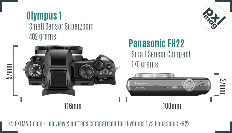 Olympus 1 vs Panasonic FH22 top view buttons comparison