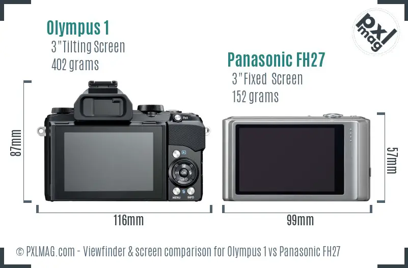 Olympus 1 vs Panasonic FH27 Screen and Viewfinder comparison