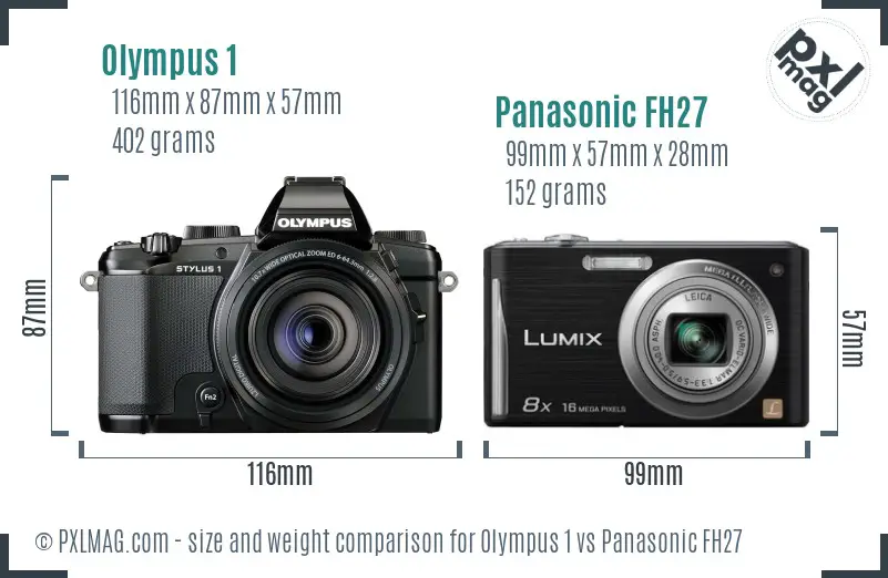 Olympus 1 vs Panasonic FH27 size comparison