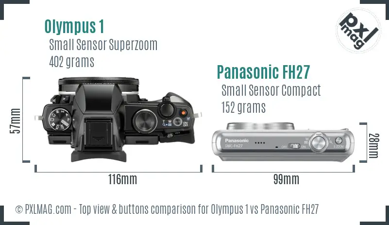Olympus 1 vs Panasonic FH27 top view buttons comparison
