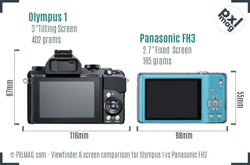 Olympus 1 vs Panasonic FH3 Screen and Viewfinder comparison