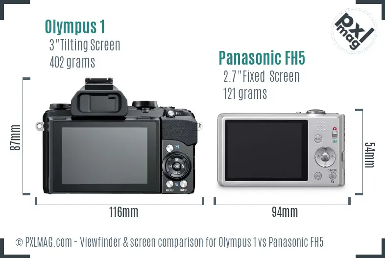 Olympus 1 vs Panasonic FH5 Screen and Viewfinder comparison