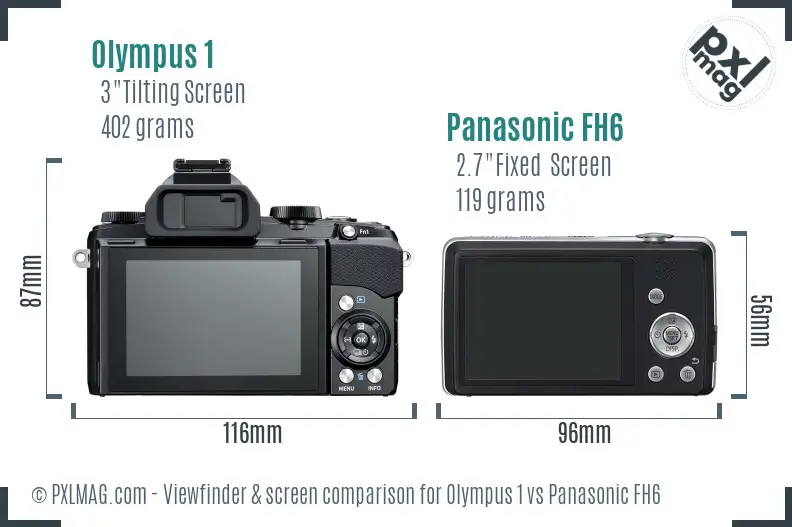 Olympus 1 vs Panasonic FH6 Screen and Viewfinder comparison