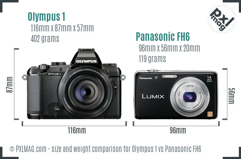 Olympus 1 vs Panasonic FH6 size comparison