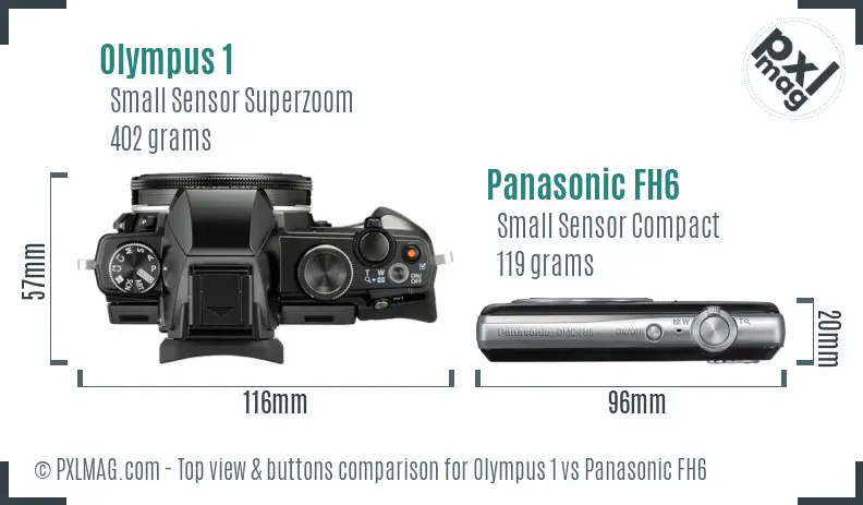 Olympus 1 vs Panasonic FH6 top view buttons comparison